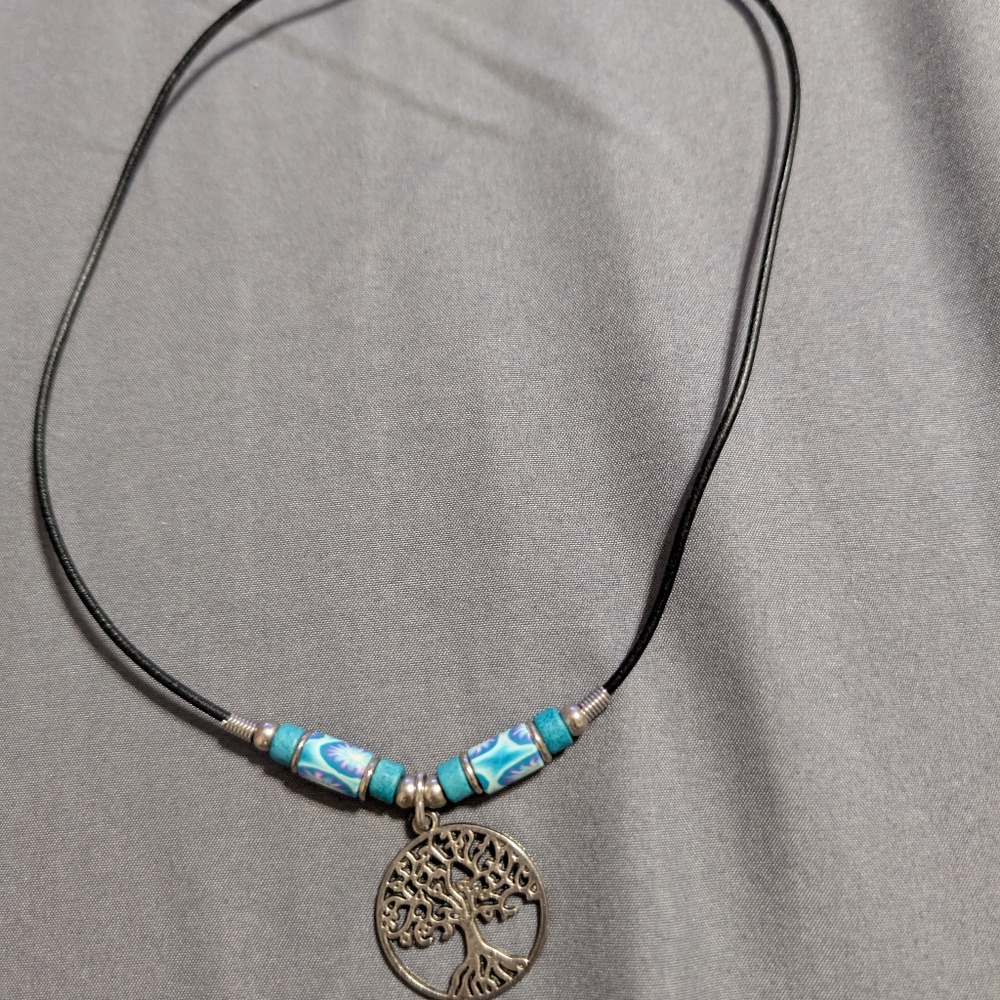 Tree of Life Pendant Necklace with Blue Accents